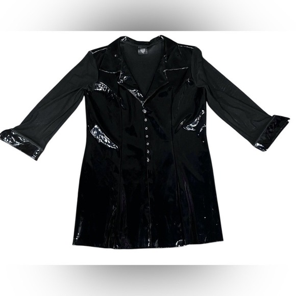 Women's 1x Diva Black Faux Leather Jacket with Mesh Sleeves. - Picture 7 of 8